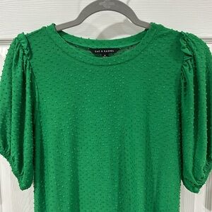 Green women’s work casual blouse- puff sleeve